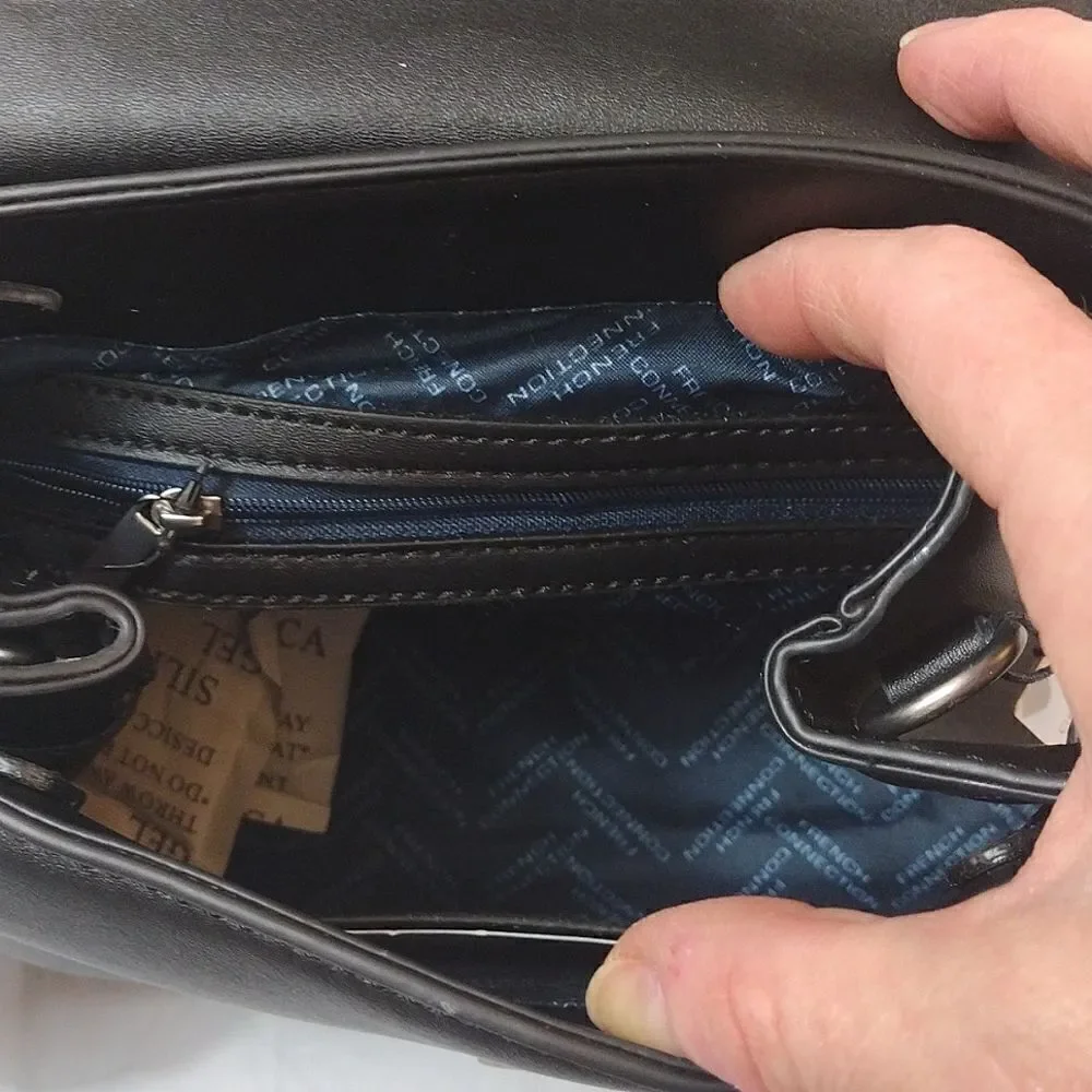 French Connection Bellita‎ Black Stud Mini Crossbody with Top Handle NWT